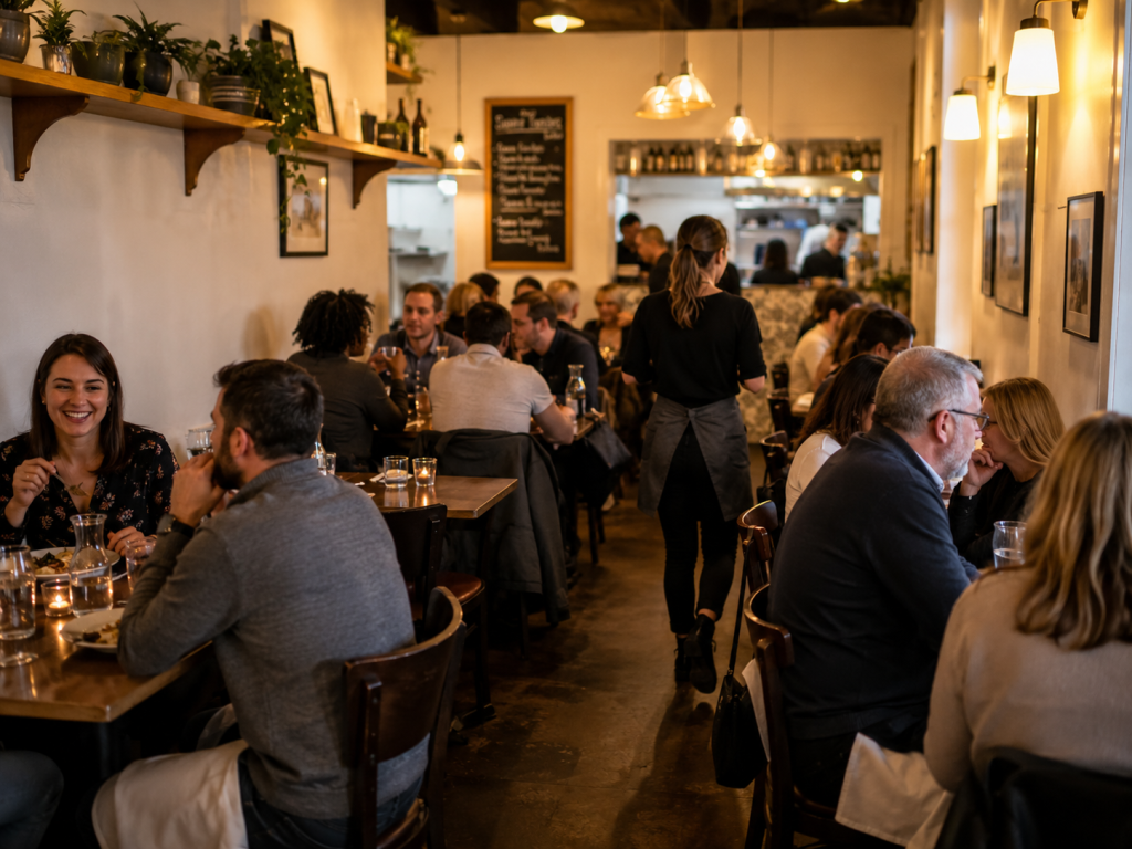 small restaurant busy